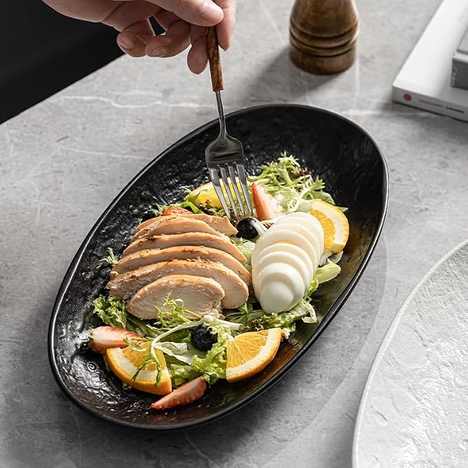 Serving Platter Oval Plates Premium Ceramic 12-Inch Set Serving Dishes - Image 2