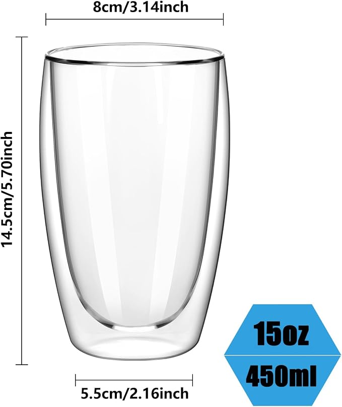 Set of 2 Double Wall Glass Coffee Mugs - Image 3