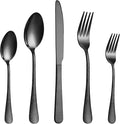 20 Pcs Black Silverware Set for 4, Food Grade Stainless Steel Flatware Set by Lazycorner