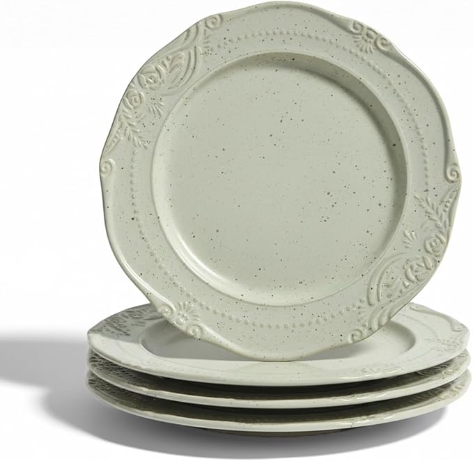 salad plates set of 4, 10.5 inch Reactive Glaze Stoneware Dinner Dish Set by Unknown