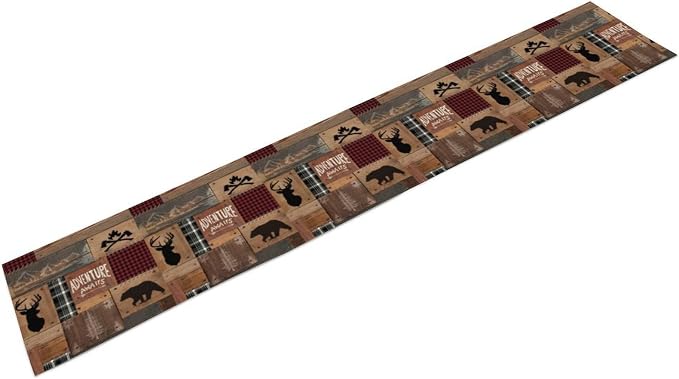 Rustic Cabin Moose Deer Bear Table Runner, Retro Bear Cottage Country Style - Image 7