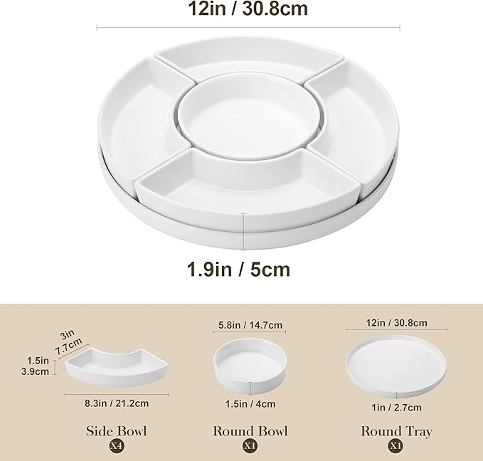 MALACASA Porcelain Divided Serving Dishes, Appetizers Tray, Serving Tray - Image 2