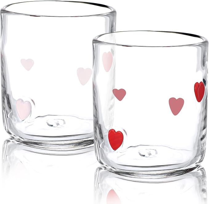 SiliFine 2 Pcs Heart Icon Juice Glasses - 14oz Love Heart Stemless Wine - Image 4