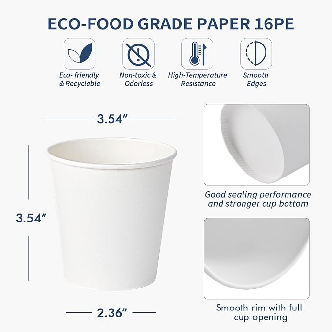 Turbo Bee 10 oz Disposable Coffee Paper Cups, 270 Pack Hot Drinking Cups - Image 3