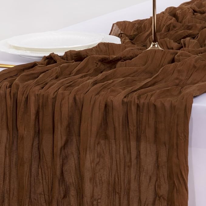 Cheesecloth Table Runner Summer Boho Wedding Birthday Party Home Decor | Brown - Image 6