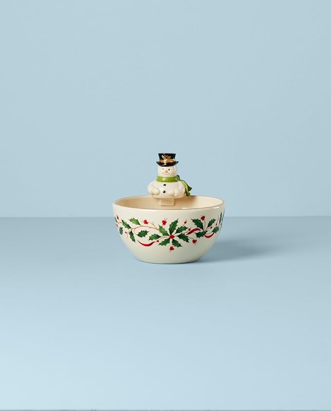 Lenox Holiday Snowman Christmas Candy Bowl | porcelain, dishwasher safe | 5.25 - Image 2