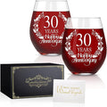 Perfectinsoy 30 Years Happy Anniversary Wine Glass Set of 2, 30th Anniversary by Perfectinsoy