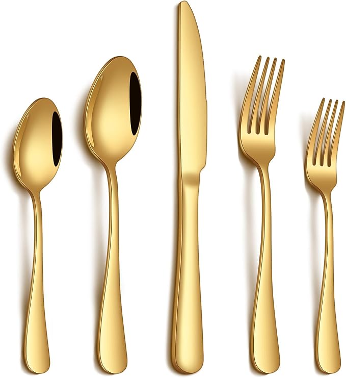 PHILIPALA 20 Piece Gold Silverware Set, Stainless Steel Flatware Set by PHILIPALA