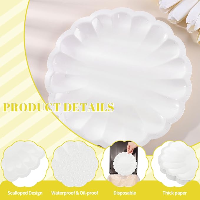 NatNarr 30 Pcs White Paper Plates 9.5 In White Plates Disposable | Heavy Duty - Image 4