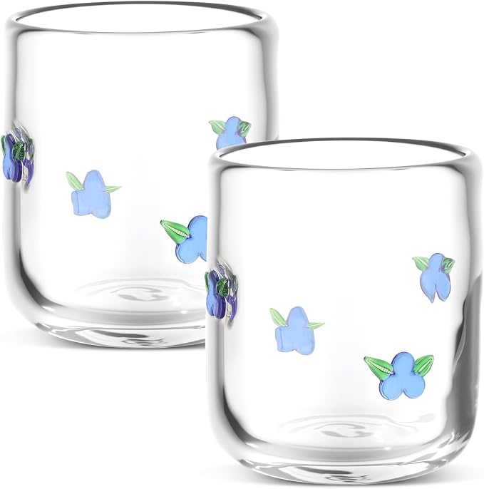 SiliFine 2 Pcs Blueberry Icon Juice Glasses - 14oz Blueberry Stemless Wine - Image 2
