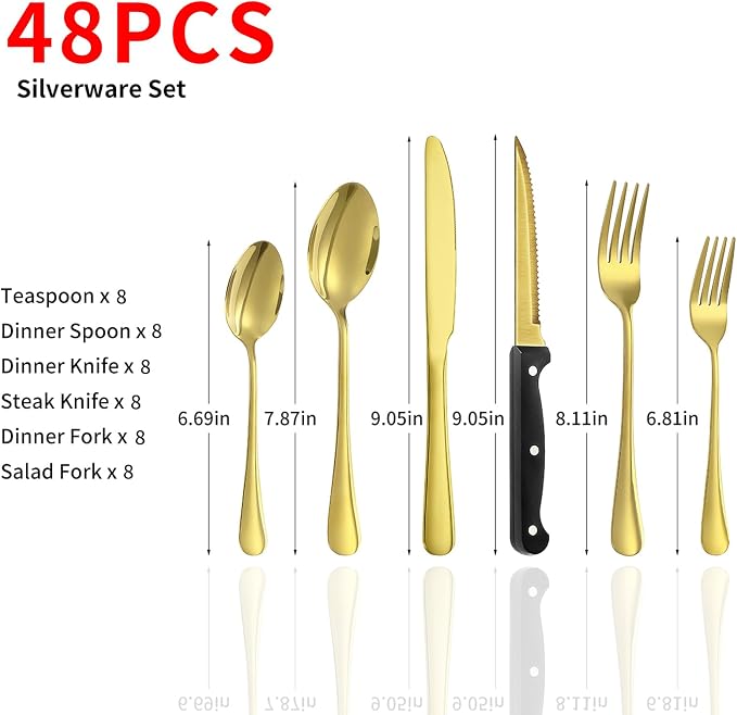 48-Piece Gold Silverware Set - Image 2
