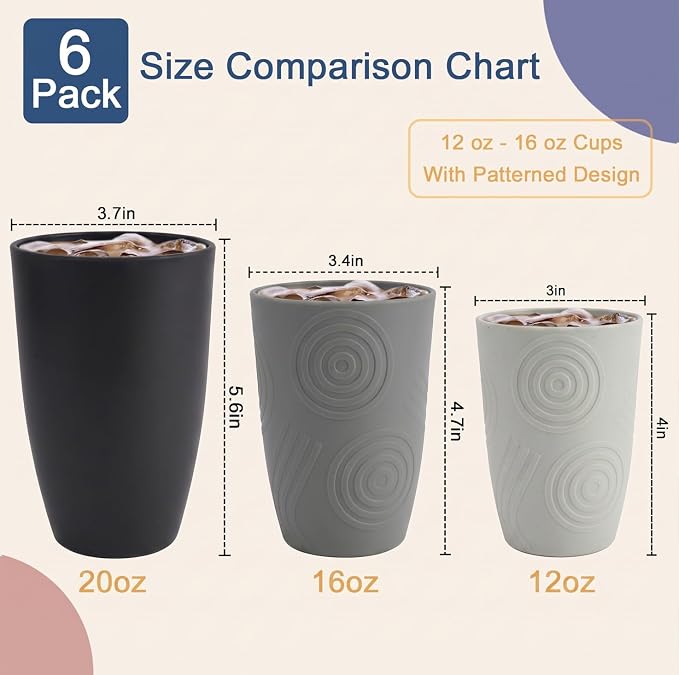 20 OZ Wheat Straw Cups Set of 6, Unbreakable Water Cup, Alternative to Plastic - Image 4