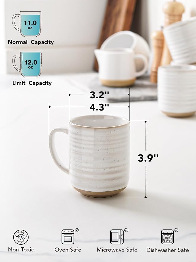 LE TAUCI Coffee Mugs 12 oz, Ceramic Coffee Cups - Image 3