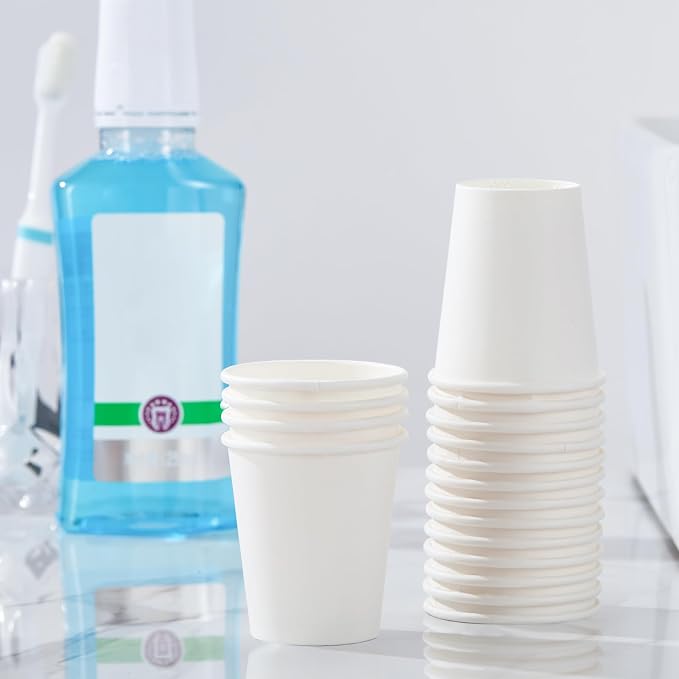 SIUQ 300 Pack 5 oz Paper Cups, Disposable Small Bathroom Mouthwash Cups | White - Image 2