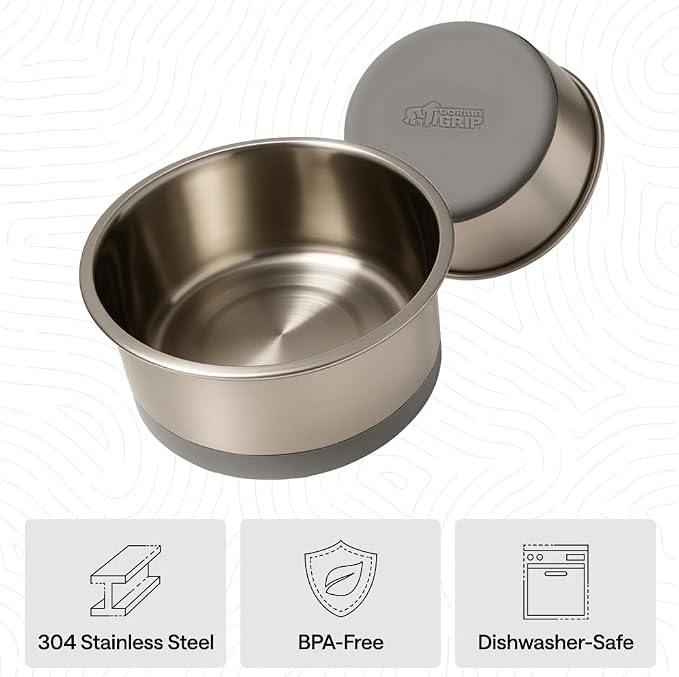 GORILLA GRIP Dog Bowl, Holds 8 Cups, Food Grade 304 Stainless Steel Food and - Image 6