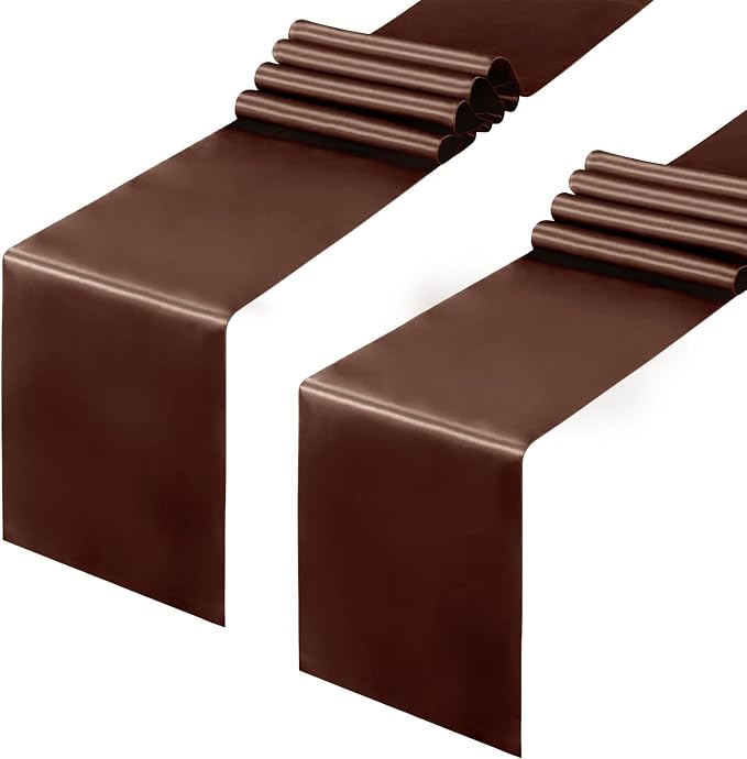 Horbaunal 12 Pack Brown Satin Table Runner 12 x 108 Inch | Smooth Table Runners by Horbaunal