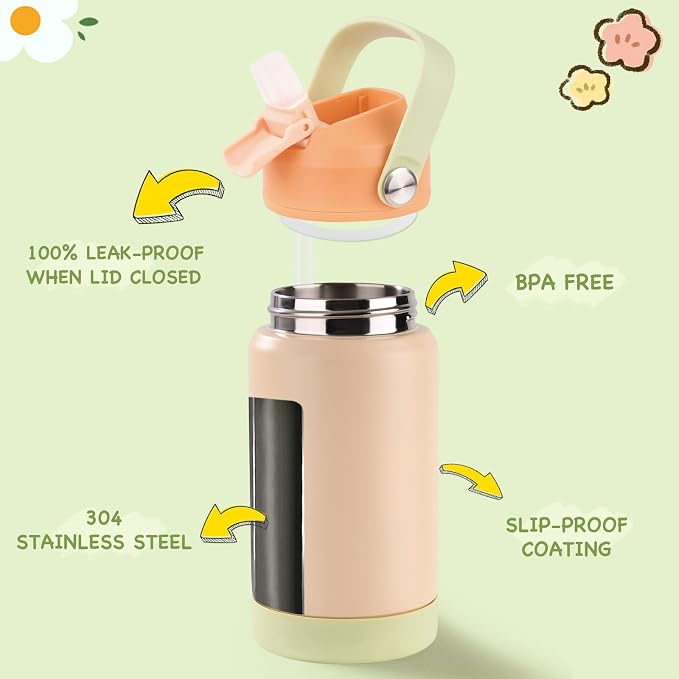 Kerilyn 12oz Kids Water Bottle, Stainless Steel Insulated Water Bottle - Image 2