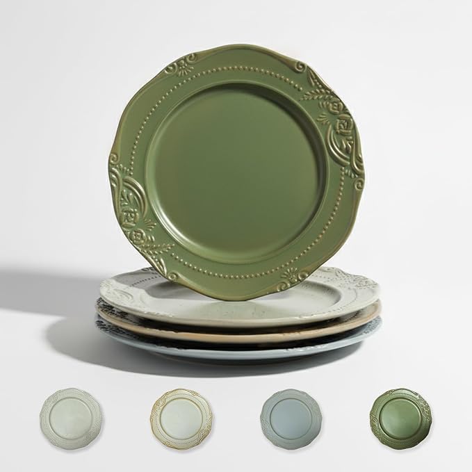 salad plates set of 4, 10.5 inch Reactive Glaze Stoneware Dinner Dish Set - Image 3