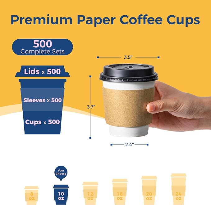 Fit Meal Prep 500 Pack 10 oz Disposable Coffee Cups - Image 2