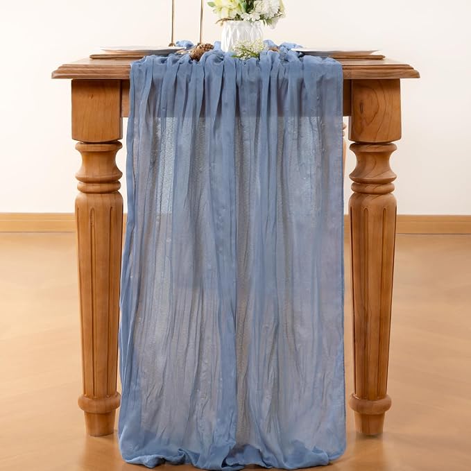 Dusty Blue Cheesecloth Table Runner 160 Inches 10 Pack Gauze Table Runner | - Image 2