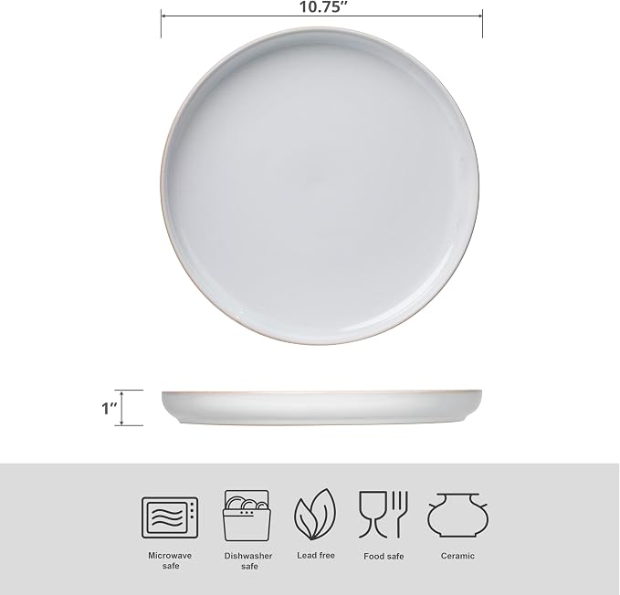 Junko Flat Dinner Plate Set of 4, 10.8 inch - Image 2