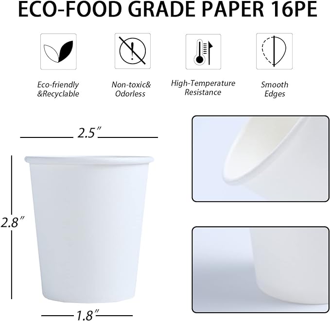 Lamosi 100 Pack 5 oz Paper Cups, Disposable Small Bathroom Cups 5oz | Ldeal - Image 2