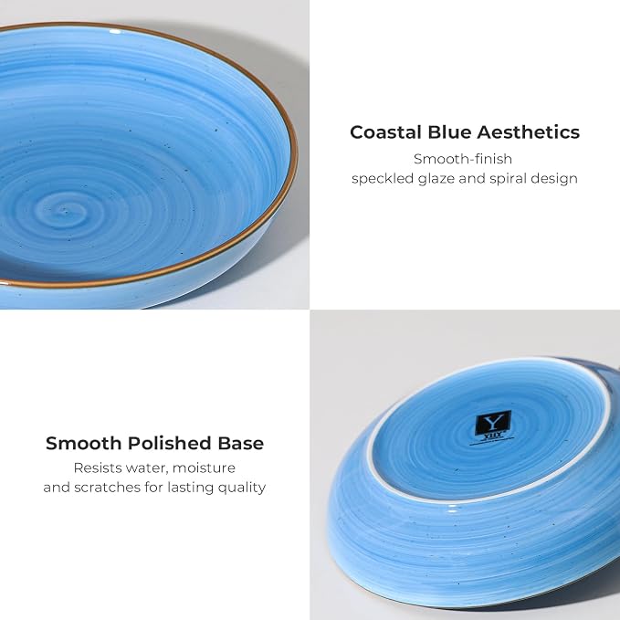 Y YHY 8.5'' Pasta Bowls Set of 6, 30 oz Ceramic Shallow Salad Bowls, Large - Image 5