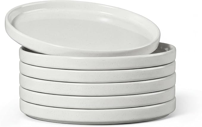 E-far 7.9 Inch Ceramic Dinner Plates, 6-Piece Stoneware Salad Plates, Chip & by E-far