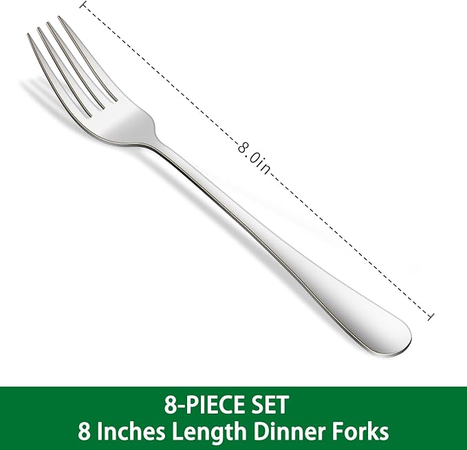 Dinner Forks Set, 8 Inches Stainless Steel Silverware Fork, Dishwasher Safe - Image 2