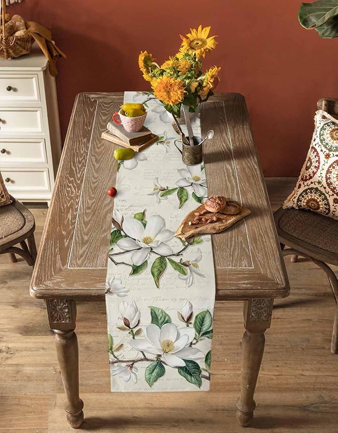 Vintage Floral Spring Table Runners 108 Inches Long, Rustic Botanical Table - Image 4