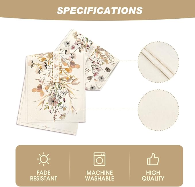 Artoid Mode 210 GSM Fall Table Runner 13x72 Inch Home Party Decor | Wildflower - Image 5
