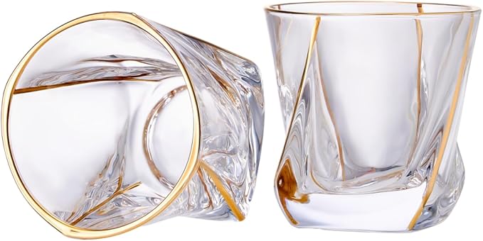 GLASKEY Crystal Whiskey Glasses Set of 2 by GLASKEY