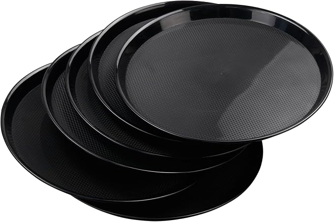 Round Plastic Fast Food Serving Trays, Cafeteria Tray Platters, 6 Packs by Neadas
