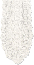 Cotton Handmade Crochet Lace Oval Table Runner Beige 12x48 Inch by KEPSWET