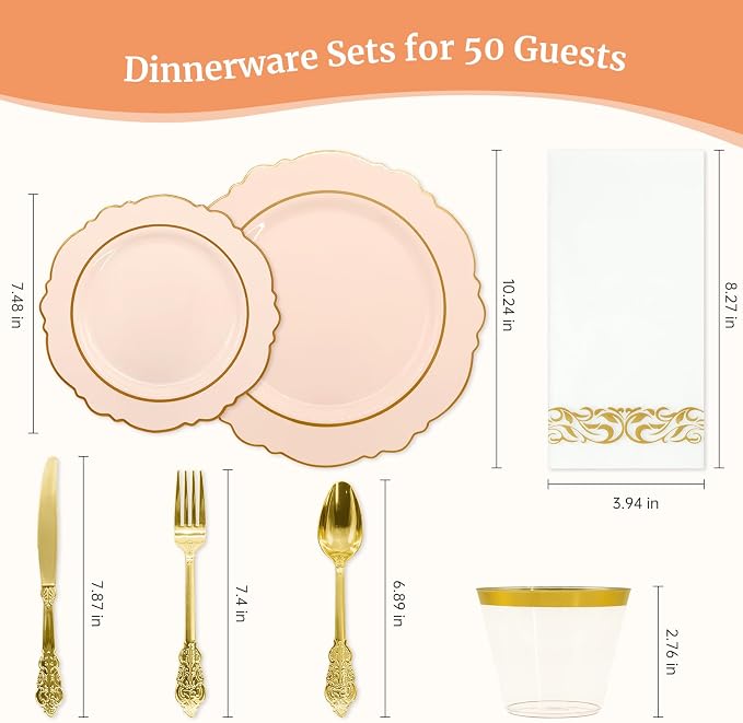 AIRE Pink Gold Plastic Plates Set, leakproof non-bending, heavy-duty leakproof - Image 2
