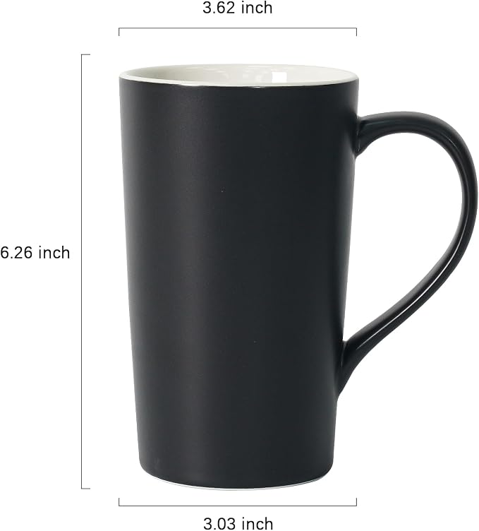 Number Pattern Simple Pure Large Milk Mug, Tall Black Ceramic Coffee Cup - Image 3
