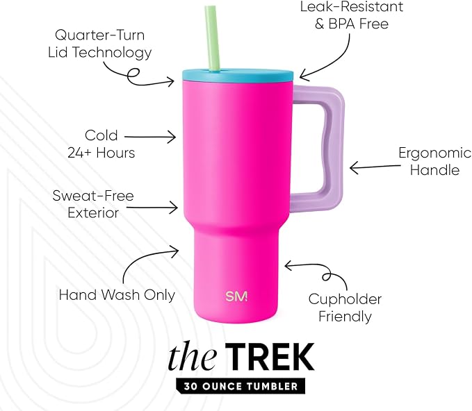 Simple Modern Tumbler with Handle and Straw | 30oz | 80s Mix | Trek Tumbler - Image 2