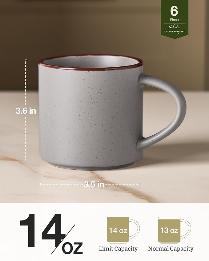 famiware Coffee Mugs Set of 6, Nebula 14oz Coffee Mugs Ceramic Cup Set | - Image 4