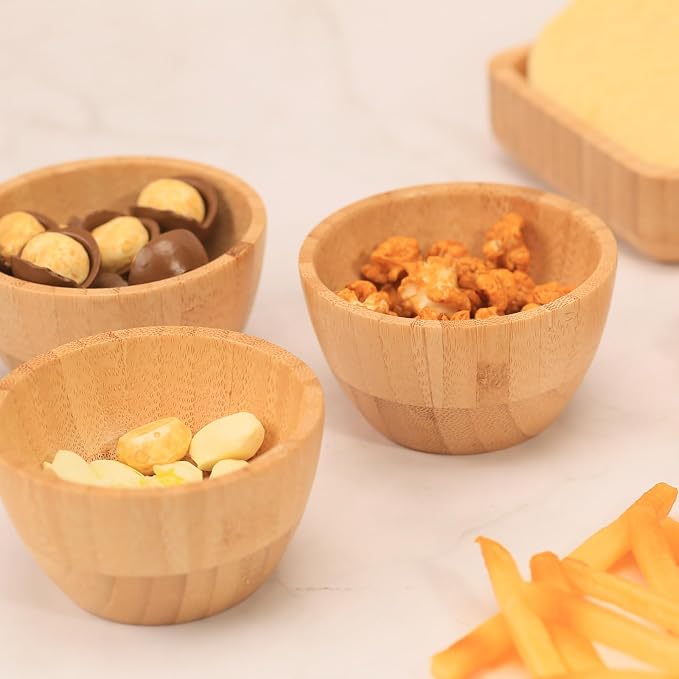 Bamboo Wooden Bowls Set of 6, 3 Inch Small Serving Bowls - Image 7