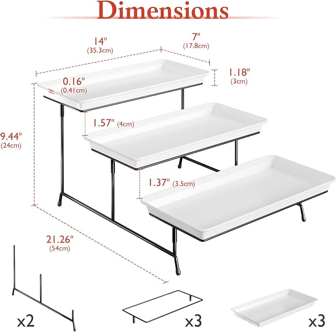 Bumusty 3-Tier Melamine Serving Tray Set, 14 x 7 in, Birthdays and Holidays - Image 2