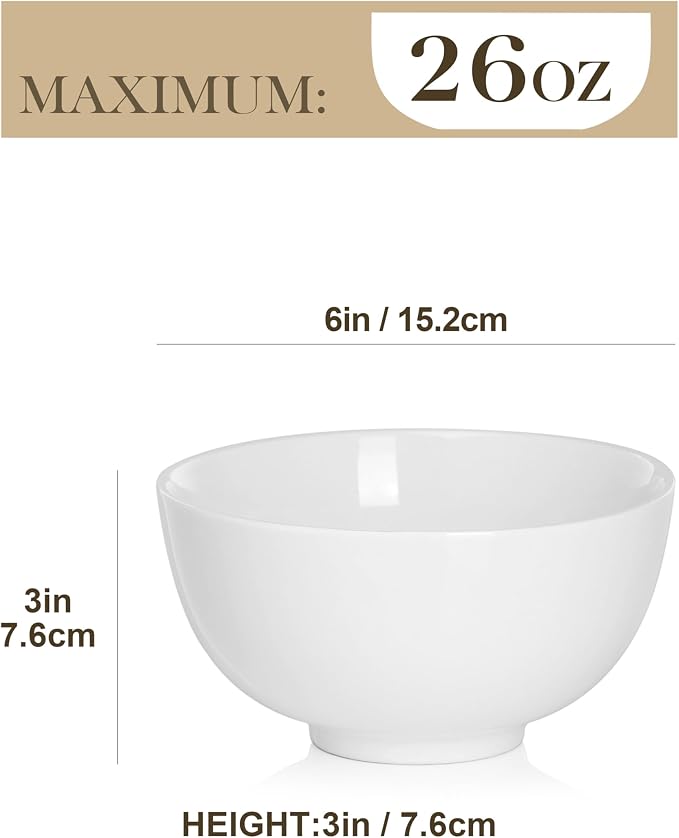 MALACASA 26 oz Porcelain Soup Bowls, Series Regular - Image 2