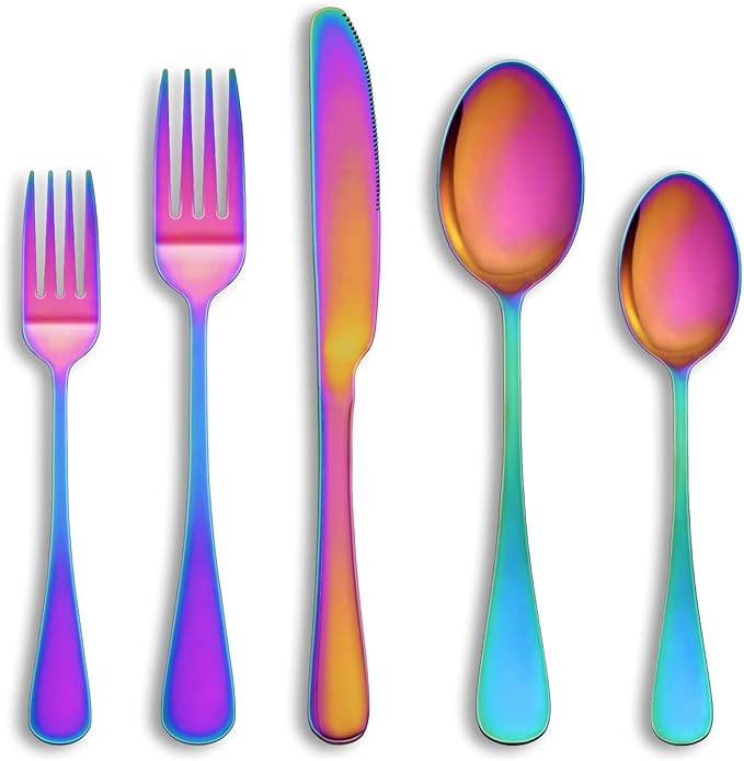 20 Pcs Rainbow Silverware Set Service by MUTNITT
