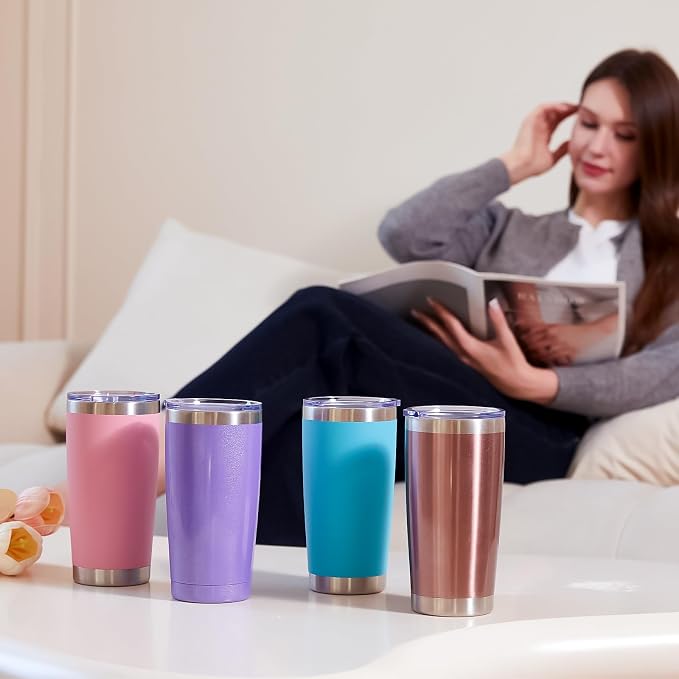MEWAY 20oz Tumbler 8 Pack Double Wall Vacuum Insulated Travel Mug Bulk - Image 8