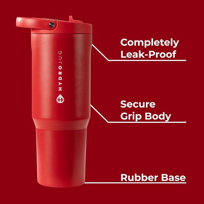 HydroJug Sport 32 oz Insulated Stainless Steel Water Bottle, Alumni Red - Image 2