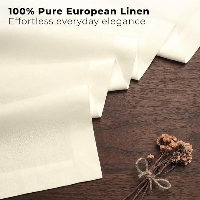Classic Linen™ by D'Moksha Ivory Table Runner 36 Inches, 100% Pure Linen - Image 3