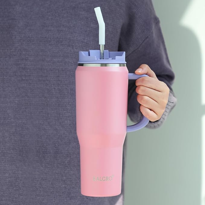 EALGRO 40 oz Tumbler with Handle, Insulated Tumblers with Lid and Straw | - Image 4