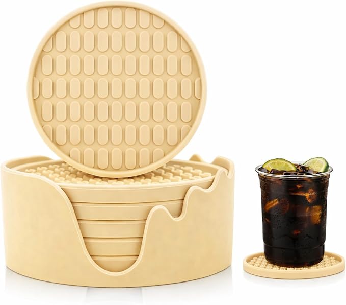 Soft, Shockproof & Safe – Unique 3‑Style Silicone Rubber Coasters Set by Unknown