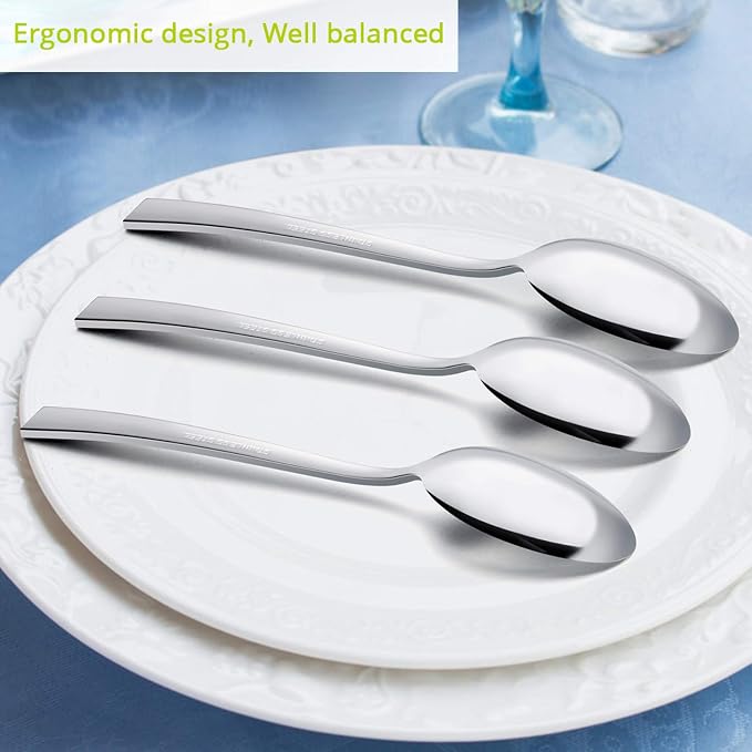 E-far Dinner Spoons Set of 6, 7.9 Inch Stainless Steel Soup Spoons Tablespoons - Image 5
