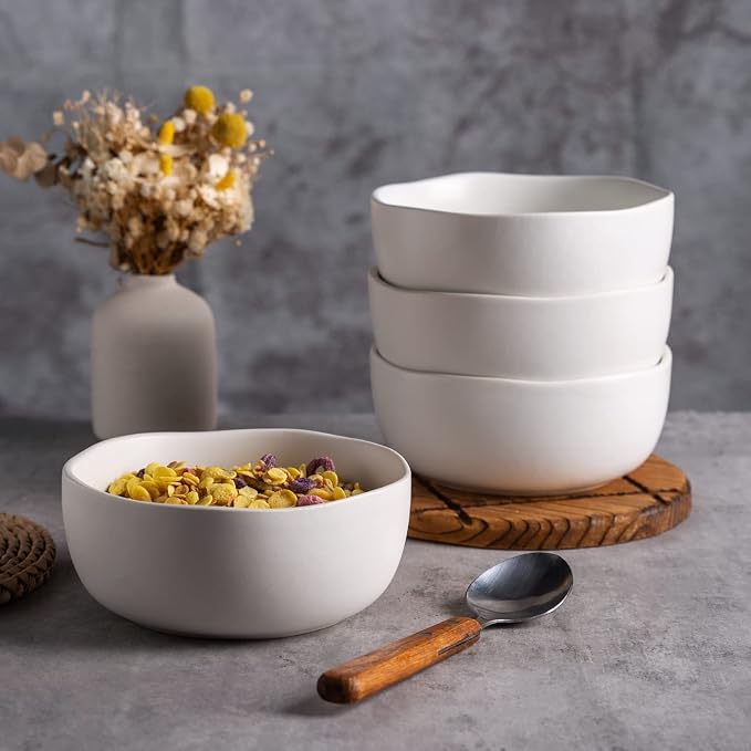 AmorArc Stoneware Cereal Bowls for Kitchen, 28oz Large Ceramic Soup Bowls Set - Image 2