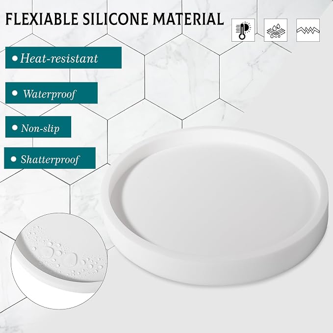 Silicone Bathroom Tray Coffee Table Decor Perfume Organizer, Waterproof - Image 3